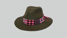 Load image into Gallery viewer, ALUMAH &quot;Ba&#39;yuk&quot; GREEN Hand-finished HAT with Handmade Woven Band
